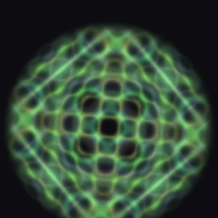 The courage field as a nodal figure: concentric rounded squares crossed by bright diagonals.